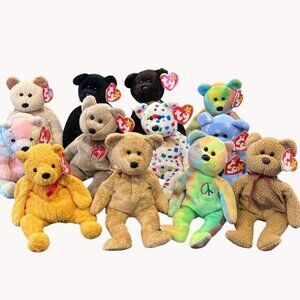 TY Beanie Babies Lot of 12 1999 Holiday Peace Bears Collection 90s Toy